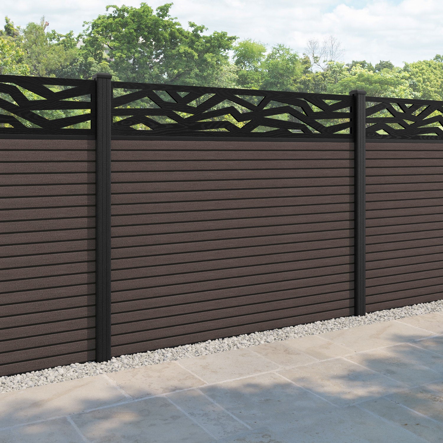 Hudson Zenith Fence Panel - Mid Brown - with our composite posts