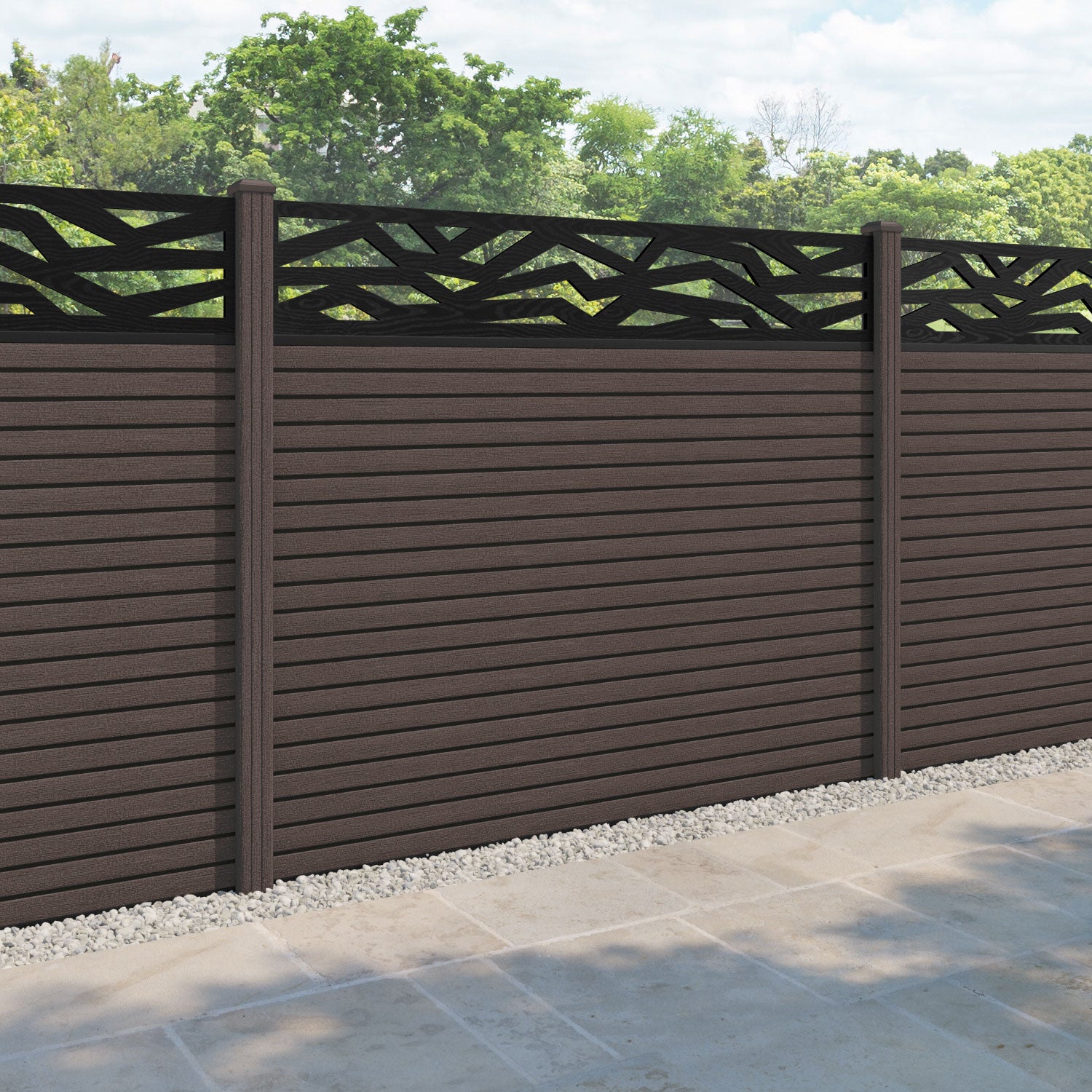 Hudson Zenith Fence Panel - Mid Brown - with our composite posts