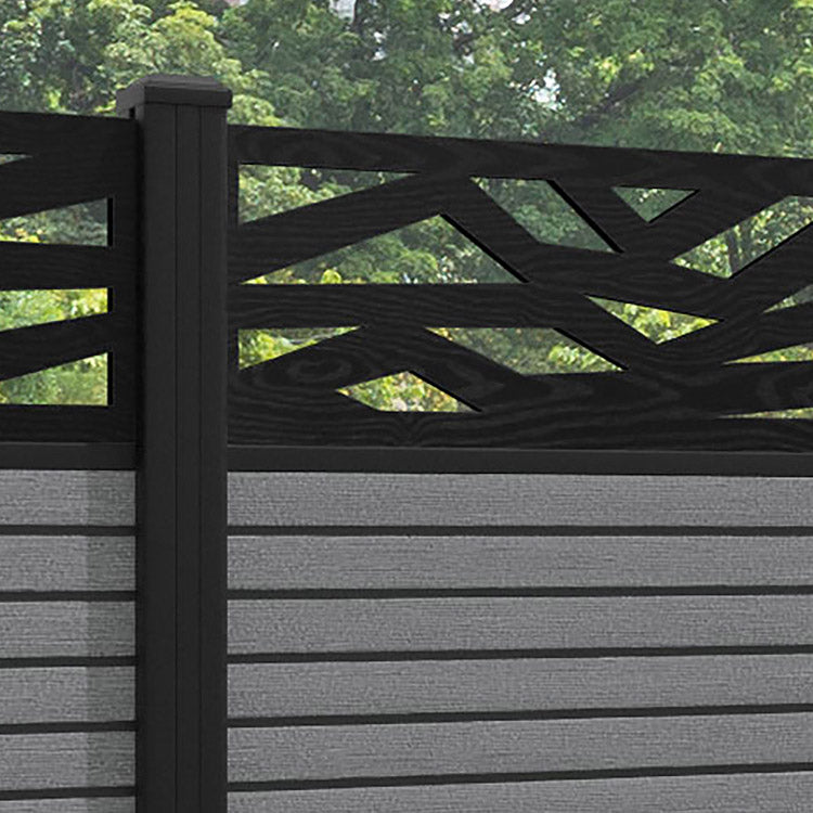 Hudson Zenith Fence Panel - Mid Grey - with our aluminium posts