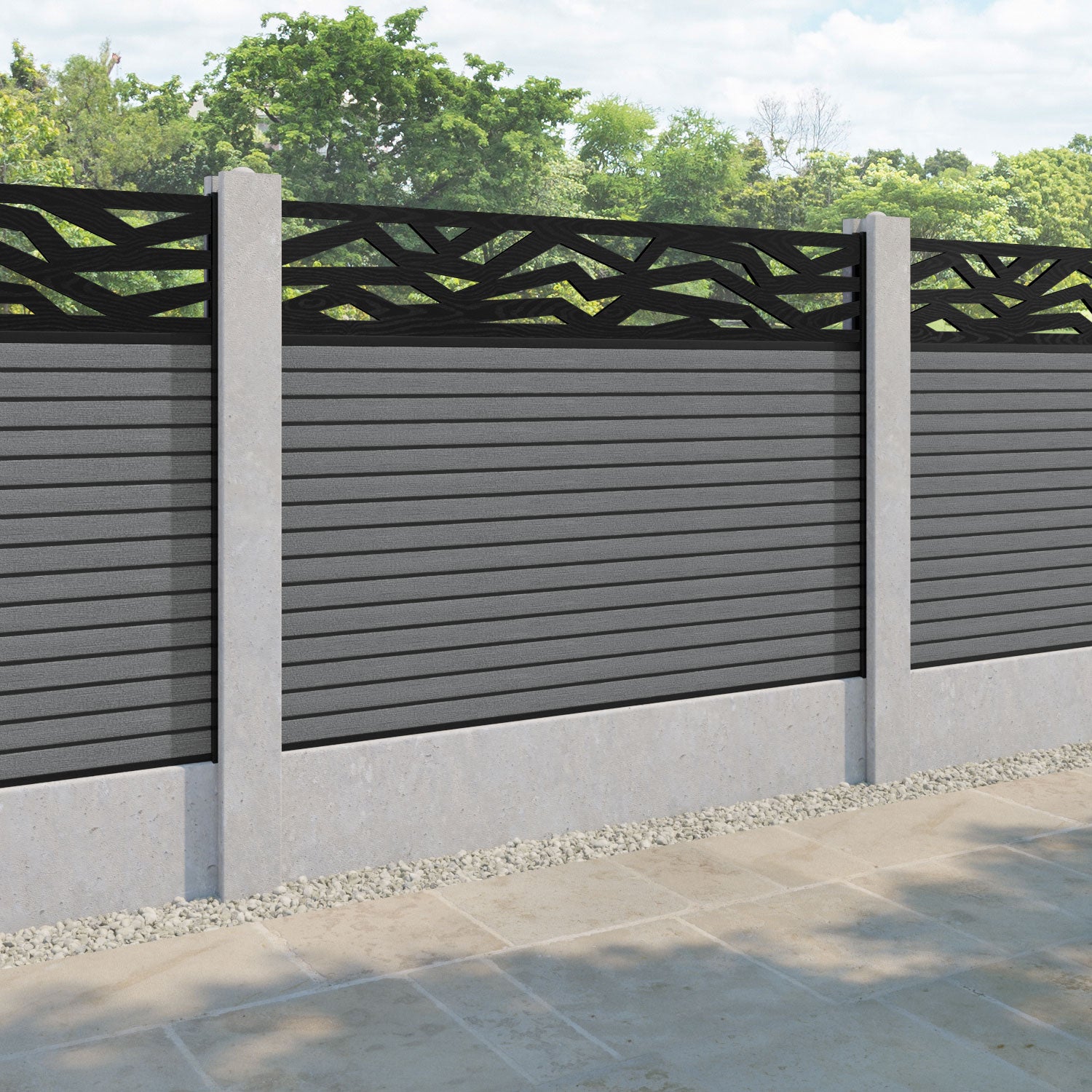 Hudson Zenith Fence Panel - Mid Grey - for existing concrete posts