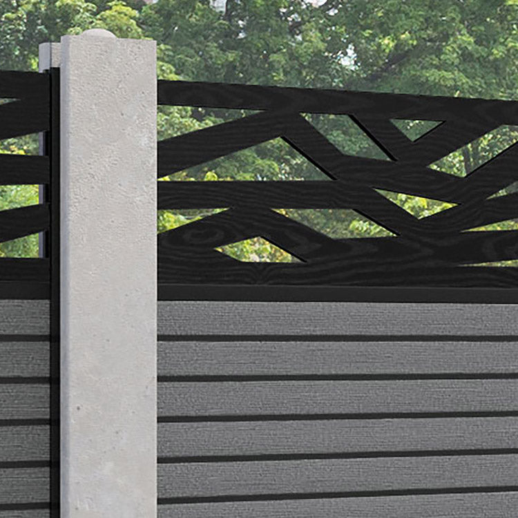 Hudson Zenith Fence Panel - Mid Grey - for existing concrete posts