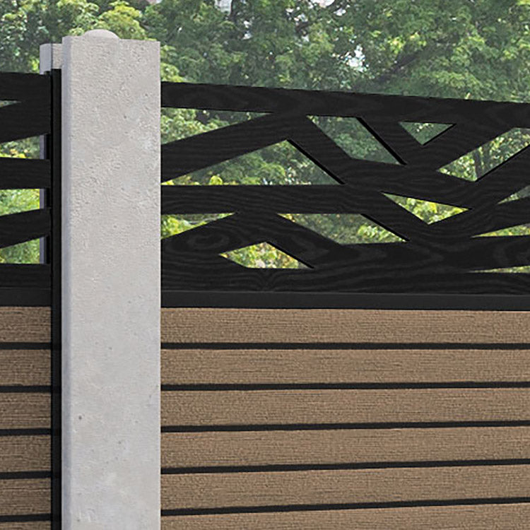 Hudson Zenith Fence Panel - Teak - for existing concrete posts