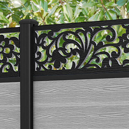 Classic Eden Fence Panel - Light Grey - with our aluminium posts