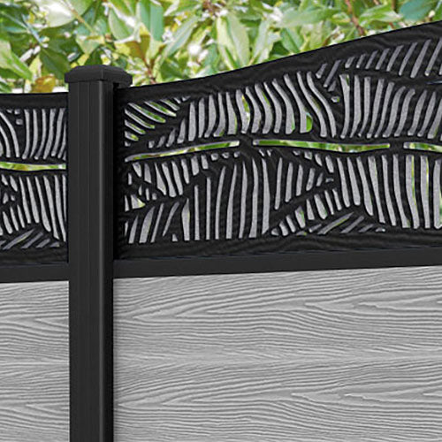 Classic Feather Curved Top Fence Panel - Light Grey - with our aluminium posts