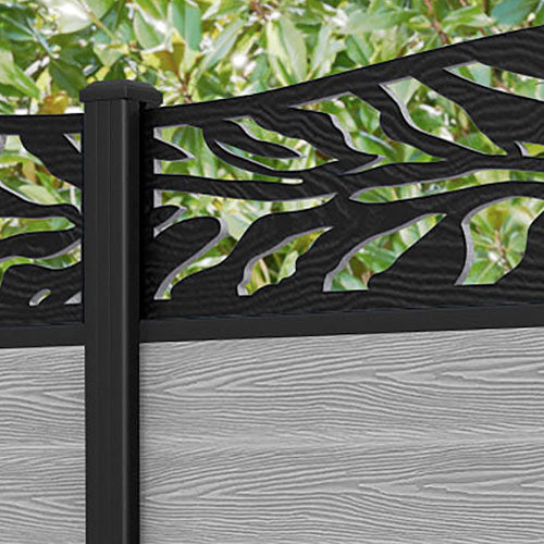 Classic Malawi Curved Top Fence Panel - Light Grey - with our aluminium posts