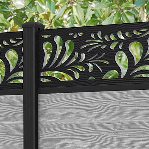 Classic Petal Fence Panel - Light Grey - with our aluminium posts