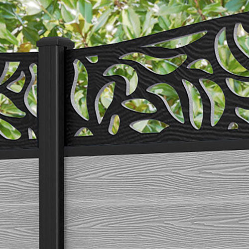 Classic Plume Curved Top Fence Panel - Light Grey - with our aluminium posts