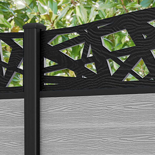 Classic Prism Curved Top Fence Panel - Light Grey - with our aluminium posts