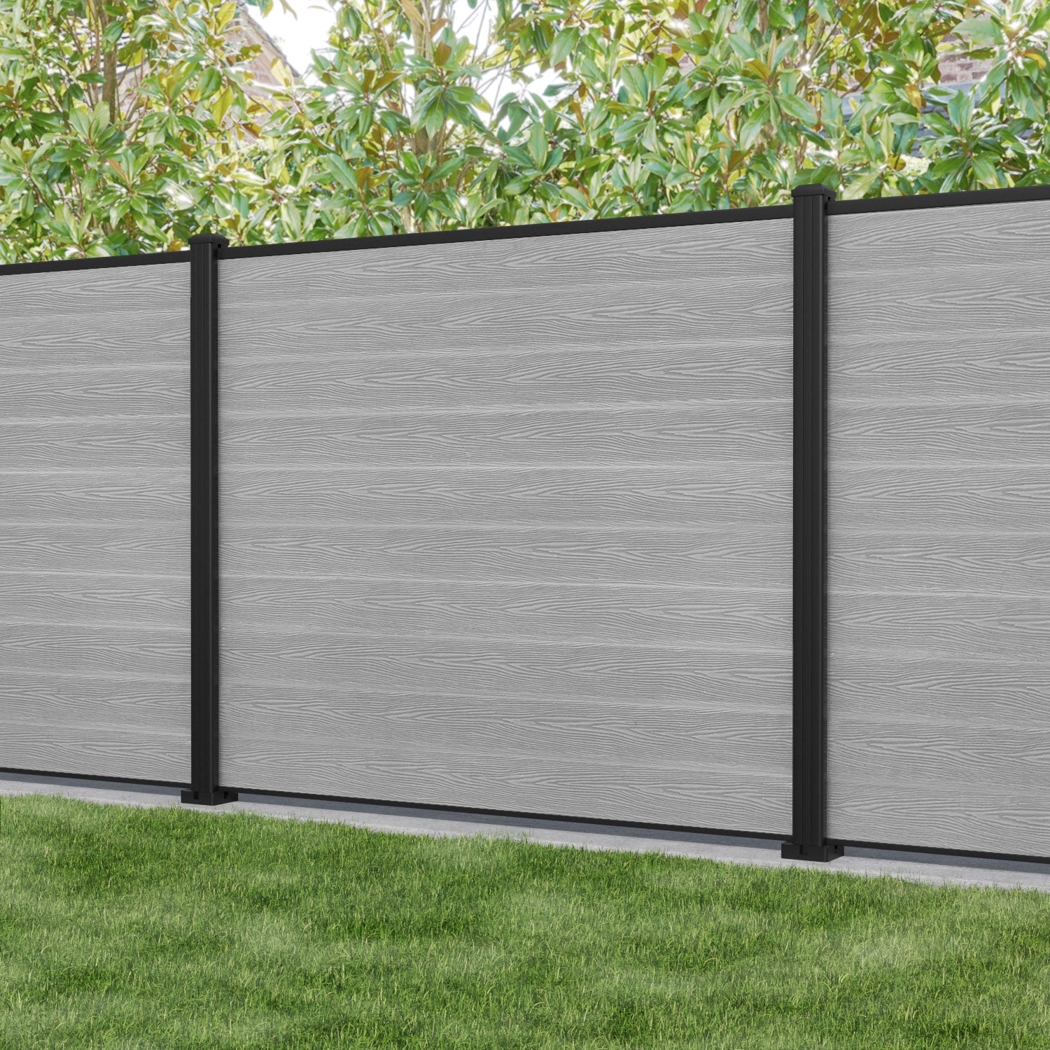 Classic Fence Panel - Light Grey - with our aluminium posts