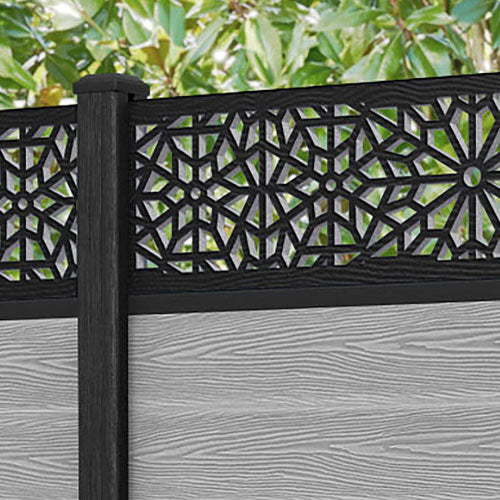 Classic Alnara Fence Panel - Light Grey - with our composite posts