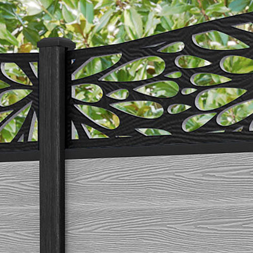 Classic Blossom Curved Top Fence Panel - Light Grey - with our composite posts