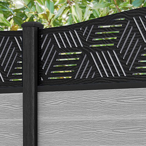 Classic Cubed Curved Top Fence Panel - Light Grey - with our composite posts