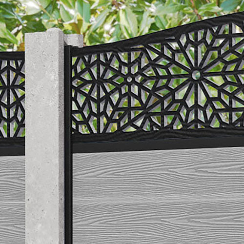 Classic Alnara Curved Top Fence Panel - Light Grey - for existing concrete posts