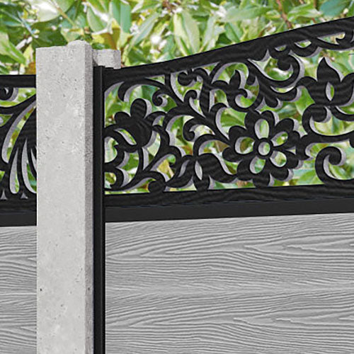 Classic Eden Curved Top Fence Panel - Light Grey - for existing concrete posts