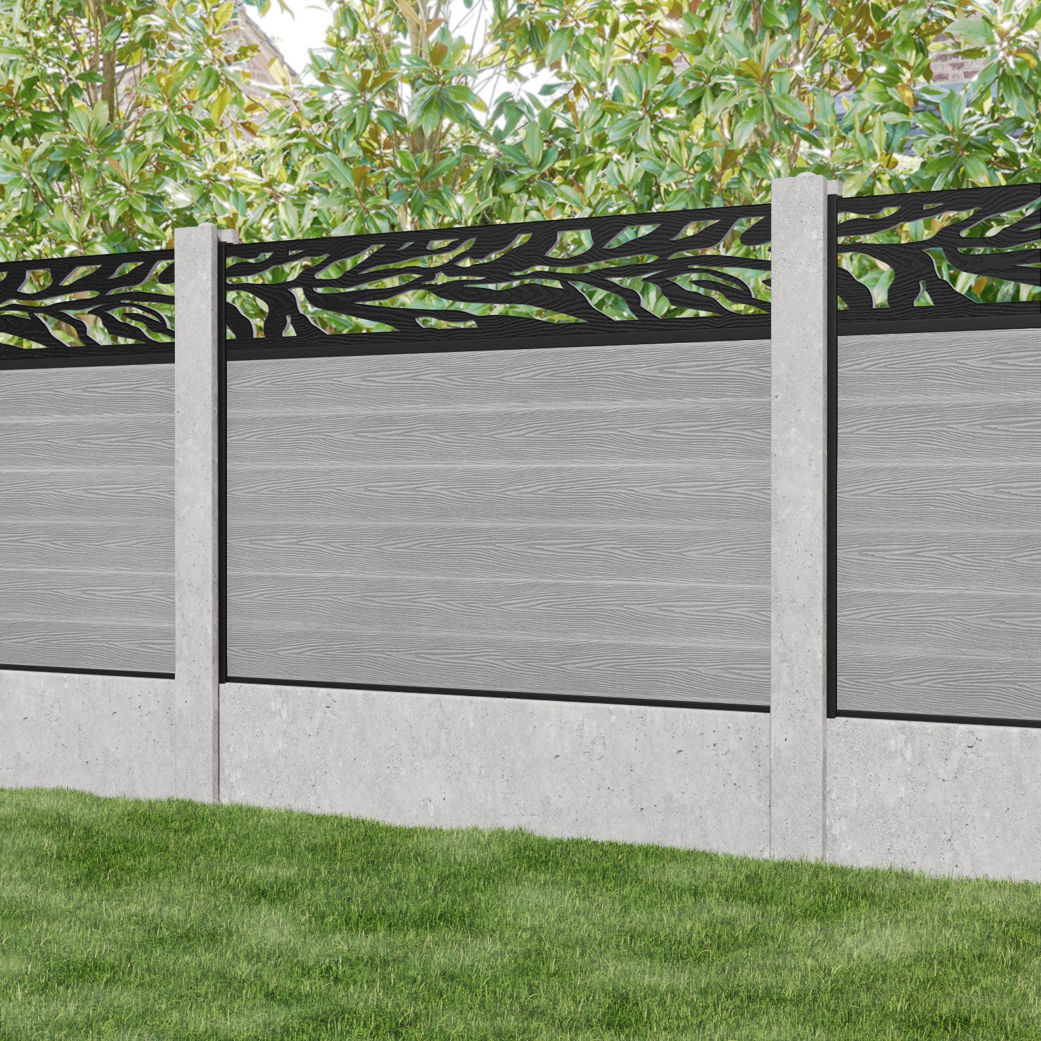 Classic Malawi Fence Panel - Light Grey - for existing concrete posts