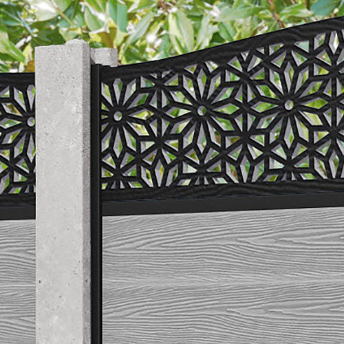 Classic Narwa Curved Top Fence Panel - Light Grey - for existing concrete posts