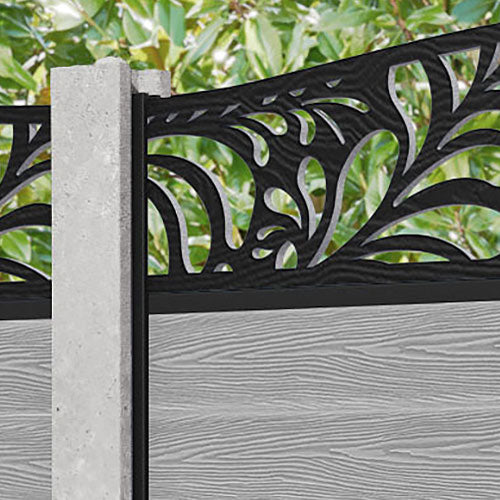 Classic Petal Curved Top Fence Panel - Light Grey - for existing concrete posts