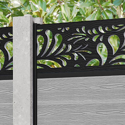 Classic Petal Fence Panel - Light Grey - for existing concrete posts