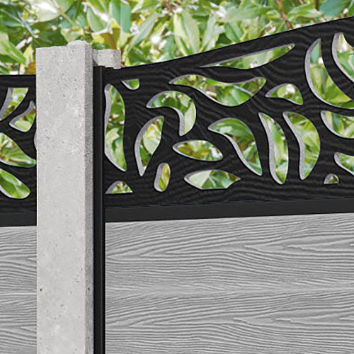 Classic Plume Curved Top Fence Panel - Light Grey - for existing concrete posts
