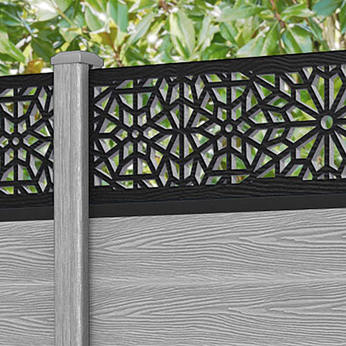 Classic Alnara Fence Panel - Light Grey - with our composite posts