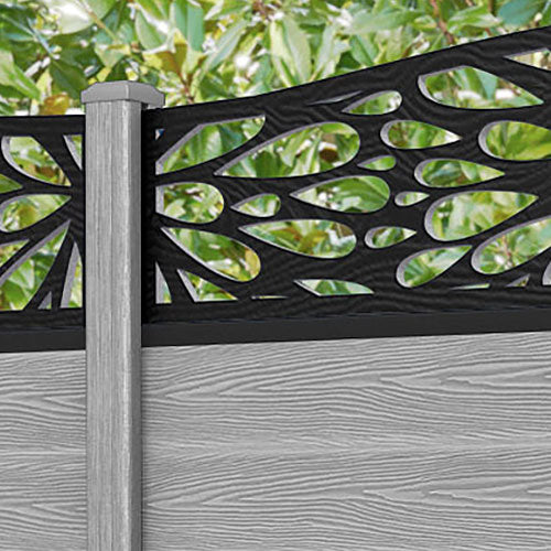 Classic Blossom Curved Top Fence Panel - Light Grey - with our composite posts