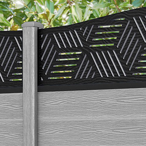 Classic Cubed Curved Top Fence Panel - Light Grey - with our composite posts