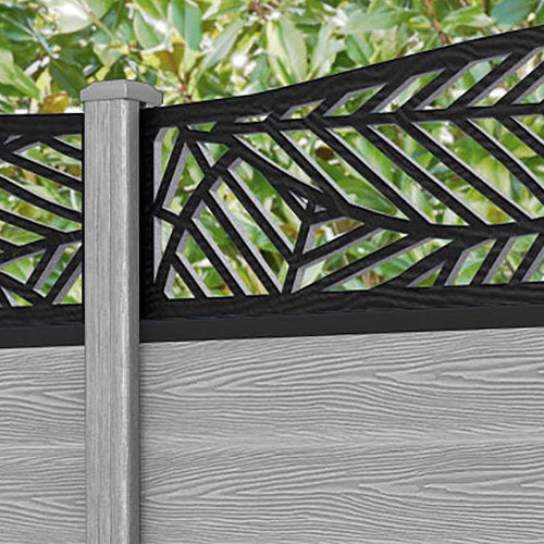Classic Habitat Curved Top Fence Panel - Light Grey - with our composite posts