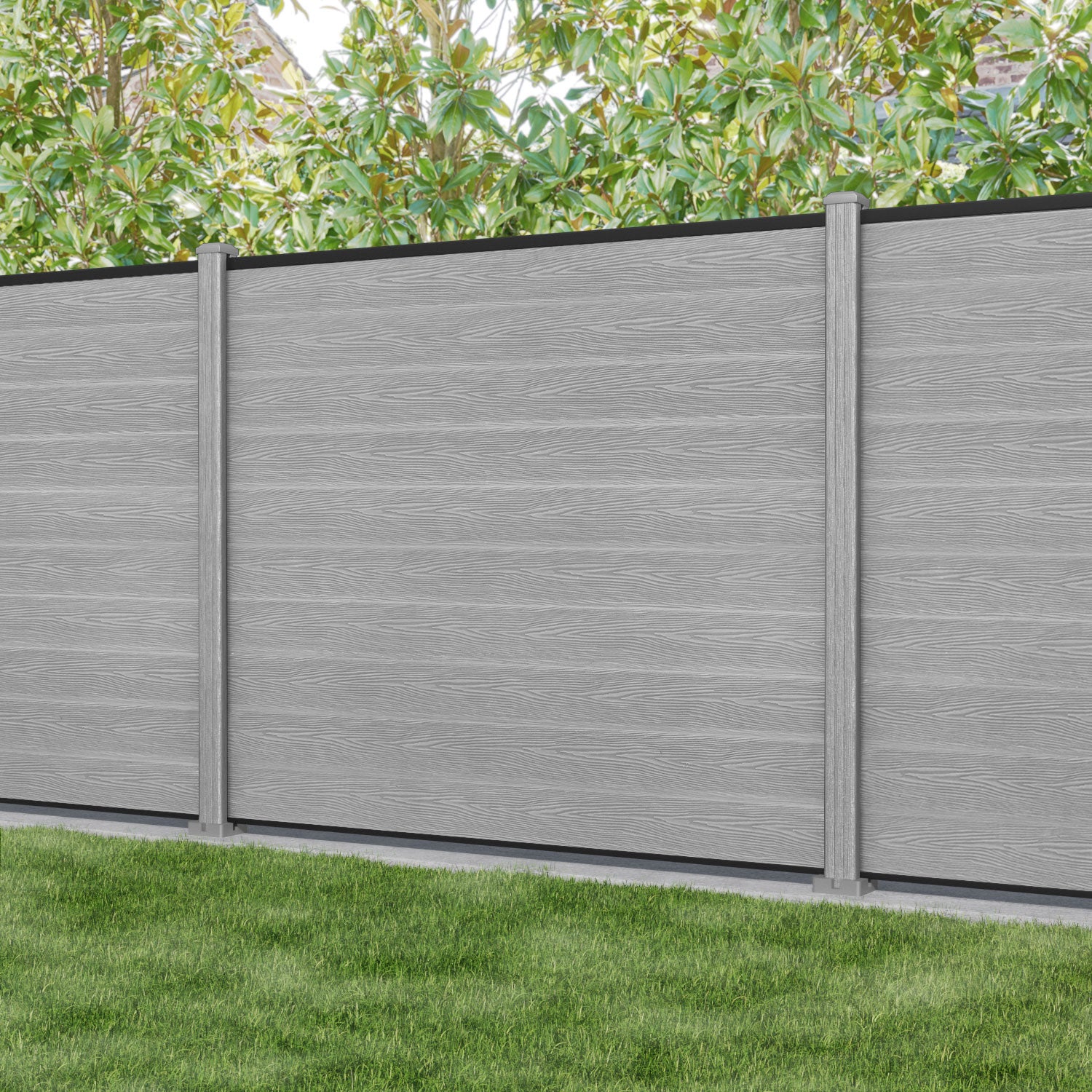 Classic Fence Panel - Light Grey - with our composite posts