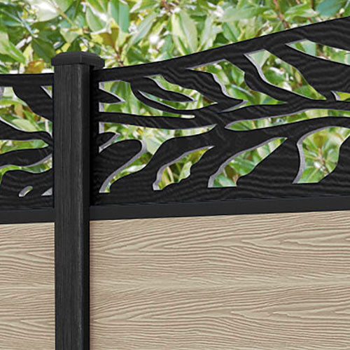 Classic Malawi Curved Top Fence Panel - Light Oak - with our composite posts