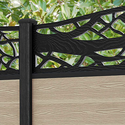 Classic Twilight Curved Top Fence Panel - Light Oak - with our composite posts