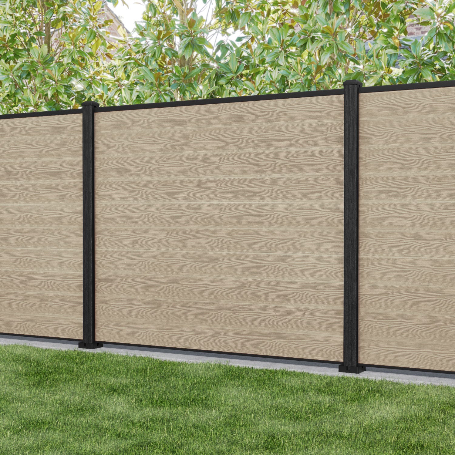 Classic Fence Panel - Light Oak - with our composite posts