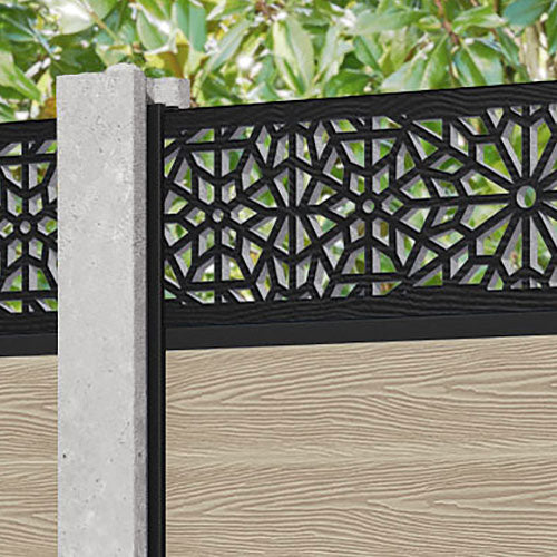 Classic Alnara Fence Panel - Light Oak - for existing concrete posts
