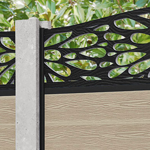 Classic Blossom Curved Top Fence Panel - Light Oak - for existing concrete posts