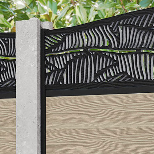 Classic Feather Curved Top Fence Panel - Light Oak - for existing concrete posts
