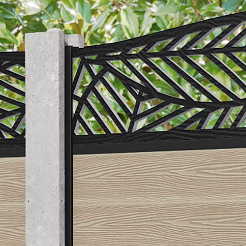 Classic Habitat Curved Top Fence Panel - Light Oak - for existing concrete posts