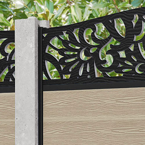 Classic Heritage Curved Top Fence Panel - Light Oak - for existing concrete posts