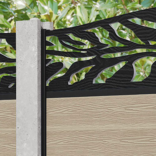 Classic Malawi Curved Top Fence Panel - Light Oak - for existing concrete posts
