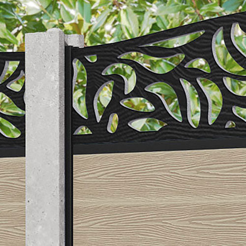Classic Plume Curved Top Fence Panel - Light Oak - for existing concrete posts