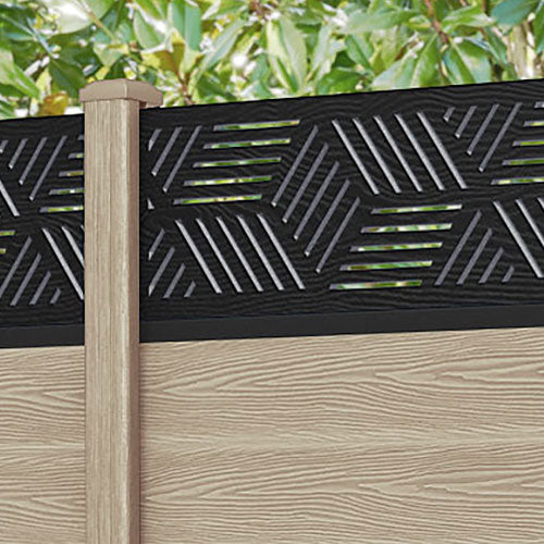 Classic Cubed Fence Panel - Light Oak - with our composite posts