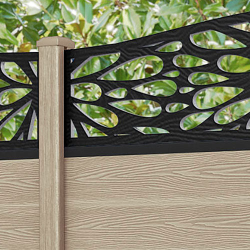 Classic Blossom Curved Top Fence Panel - Light Oak - with our composite posts
