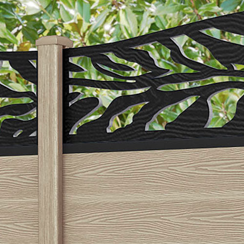 Classic Malawi Curved Top Fence Panel - Light Oak - with our composite posts
