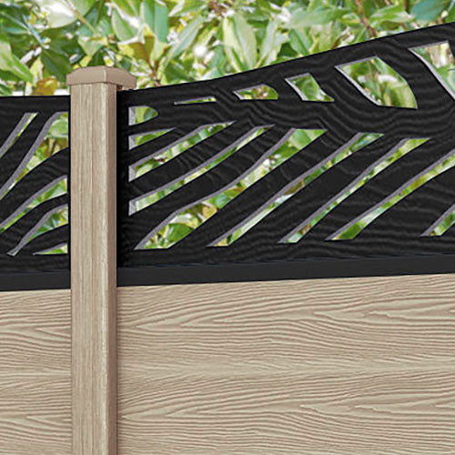 Classic Palm Curved Top Fence Panel - Light Oak - with our composite posts