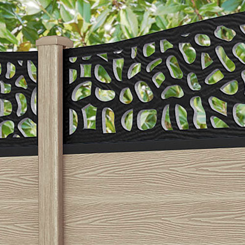 Classic Pebble Curved Top Fence Panel - Light Oak - with our composite posts