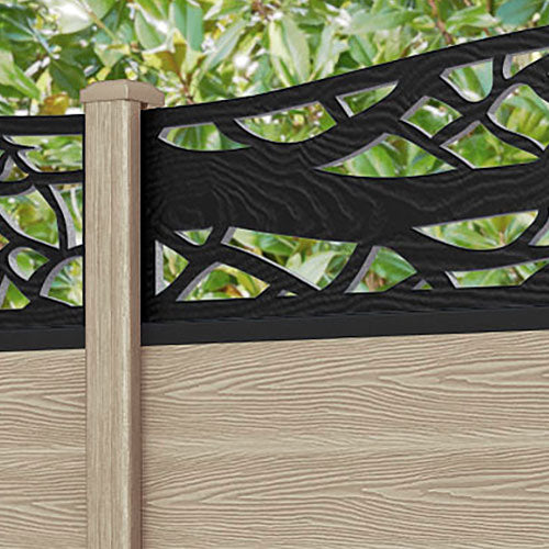 Classic Twilight Curved Top Fence Panel - Light Oak - with our composite posts