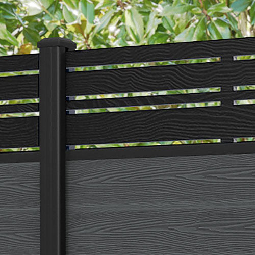 Classic Linea Fence Panel - Dark Grey - with our aluminium posts