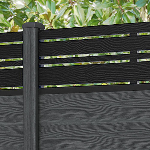 Classic Linea Fence Panel - Dark Grey - with our composite posts
