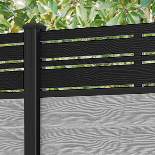 Classic Linea Fence Panel - Light Grey - with our aluminium posts