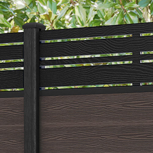 Classic Linea Fence Panel - Mid Brown - with our composite posts
