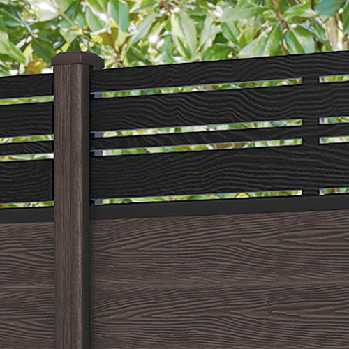 Classic Linea Fence Panel - Mid Brown - with our composite posts