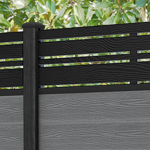 Classic Linea Fence Panel - Mid Grey - with our composite posts